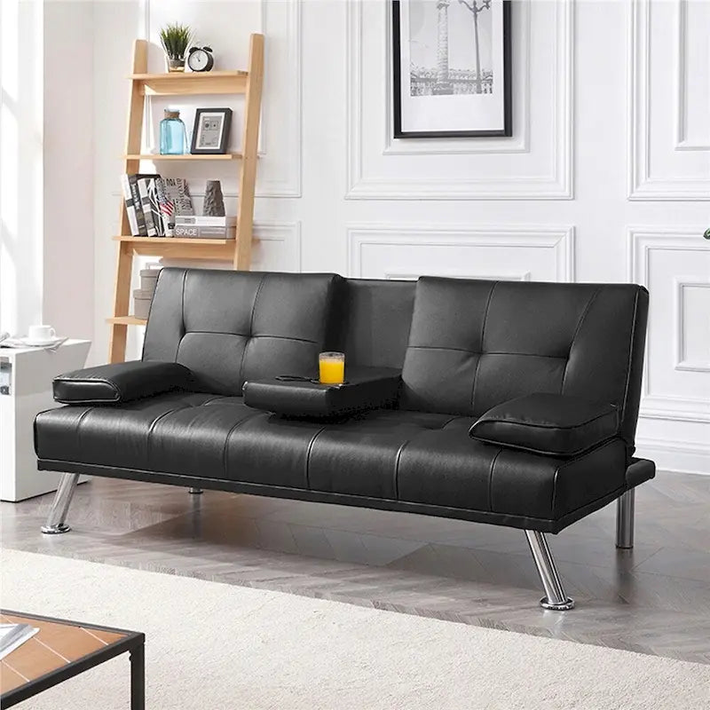 Canapé-lit futon inclinable moderne Yaheetech en simili-cuir