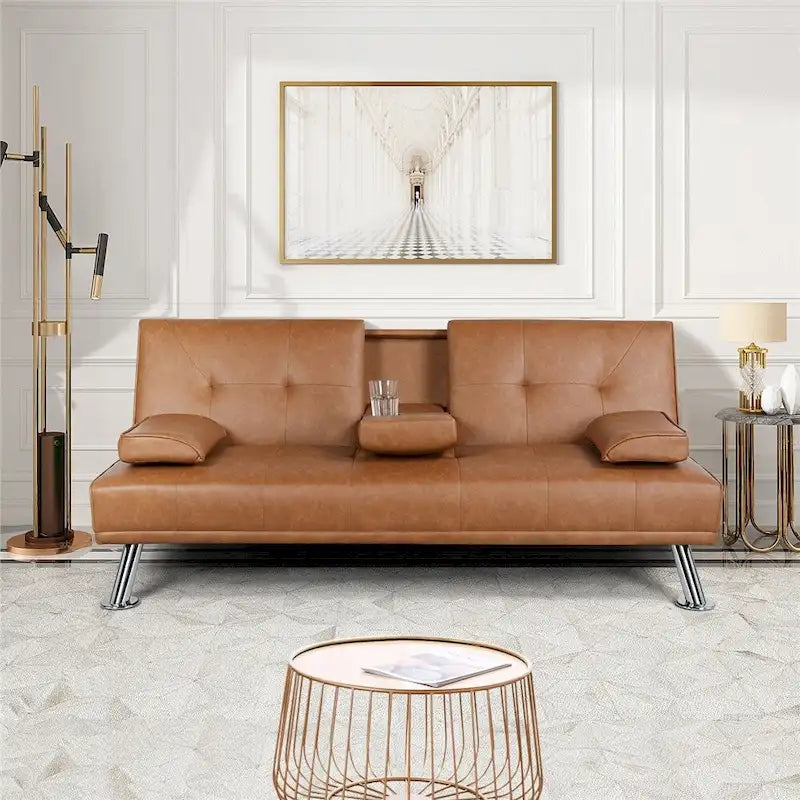 Canapé-lit futon inclinable moderne Yaheetech en simili-cuir