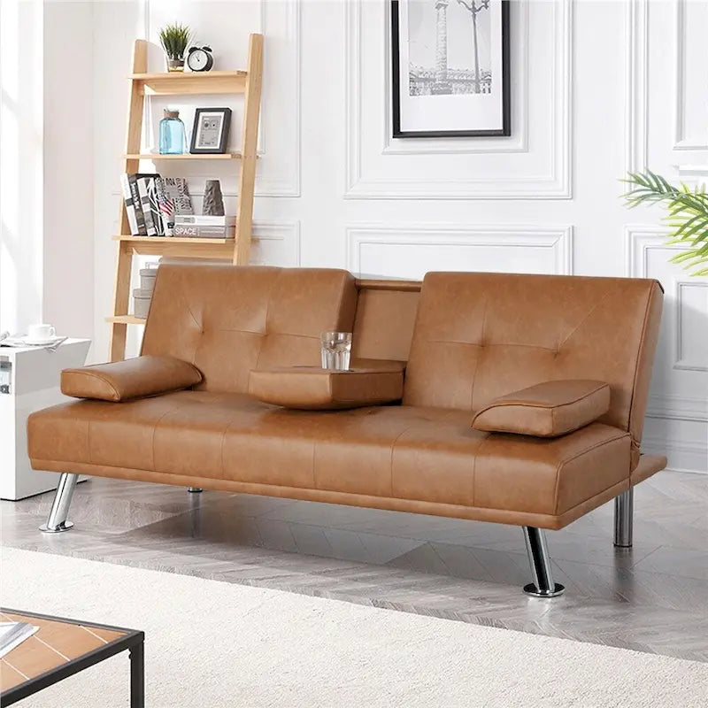 Canapé-lit futon inclinable moderne Yaheetech en simili-cuir