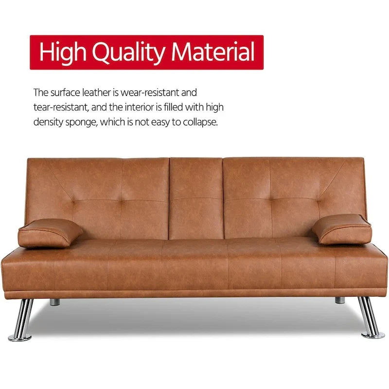 Canapé-lit futon inclinable moderne Yaheetech en simili-cuir