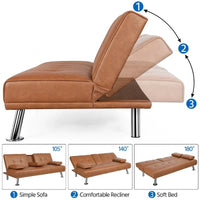 Canapé-lit futon inclinable moderne Yaheetech en simili-cuir