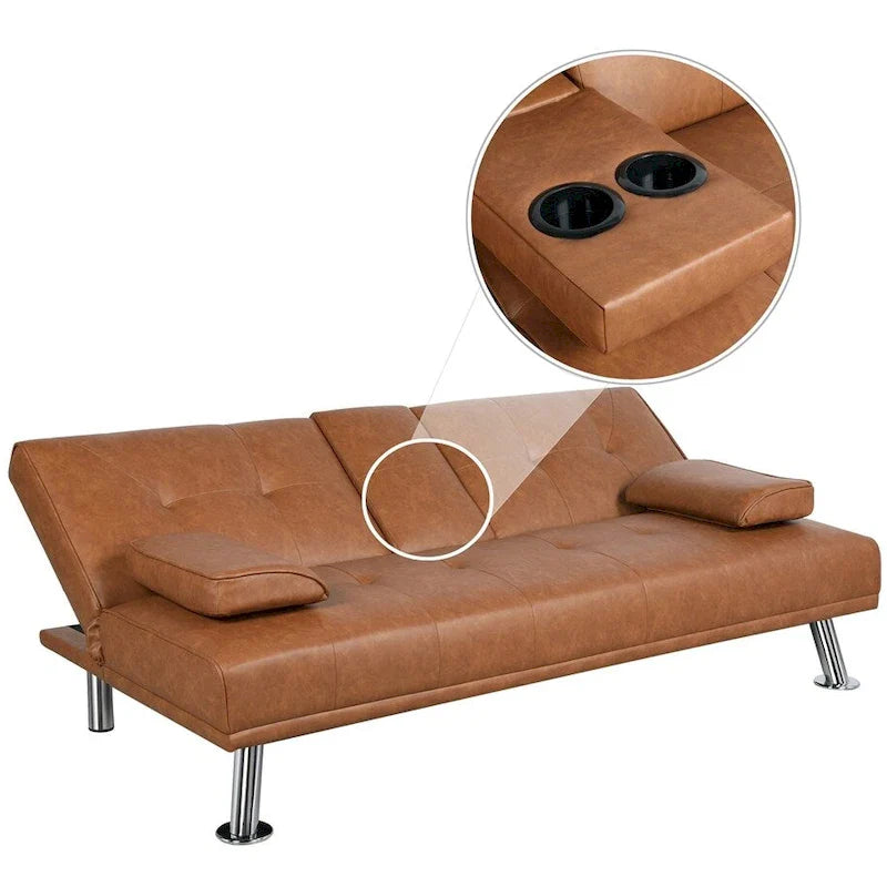 Canapé-lit futon inclinable moderne Yaheetech en simili-cuir