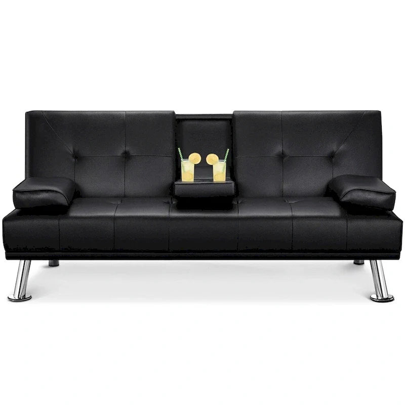Canapé-lit futon inclinable moderne Yaheetech en simili-cuir