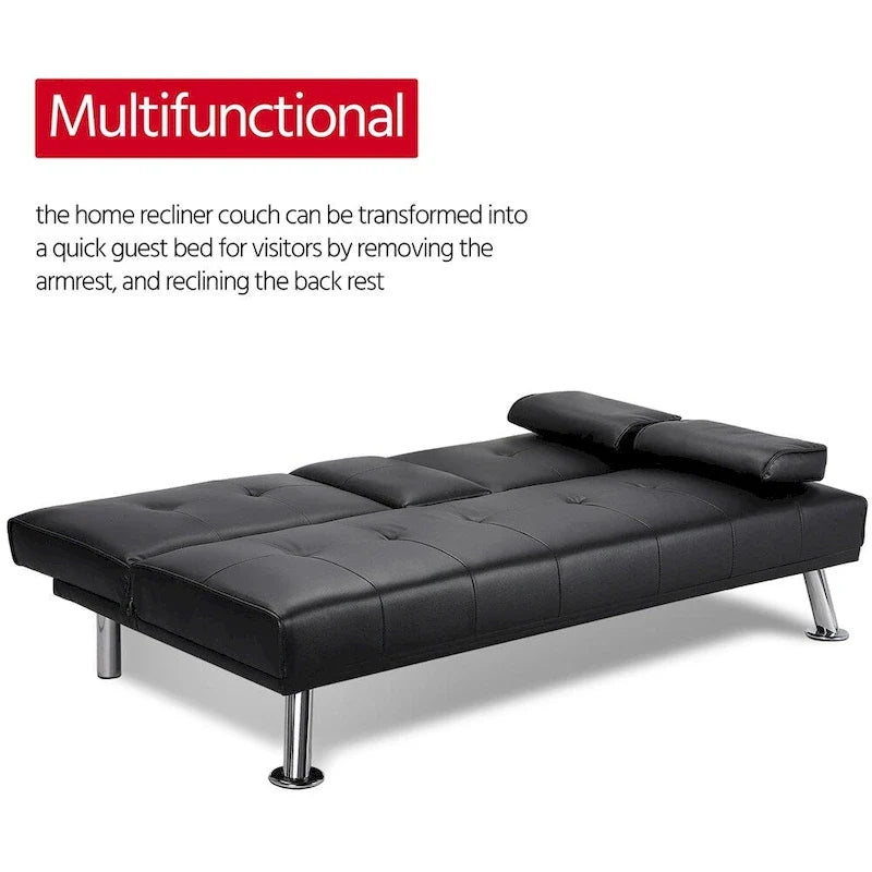 Canapé-lit futon inclinable moderne Yaheetech en simili-cuir