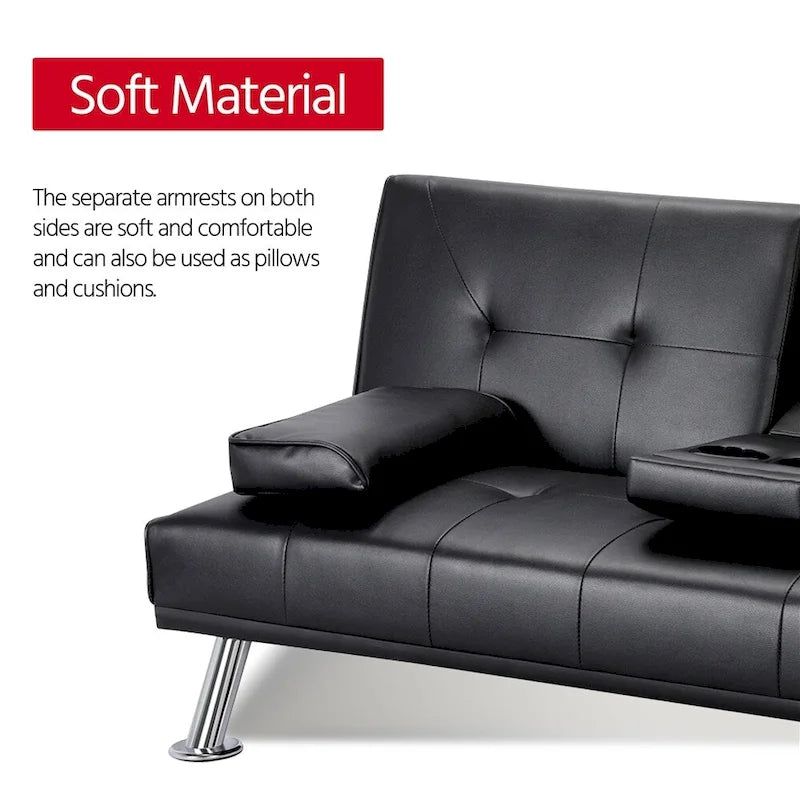 Canapé-lit futon inclinable moderne Yaheetech en simili-cuir