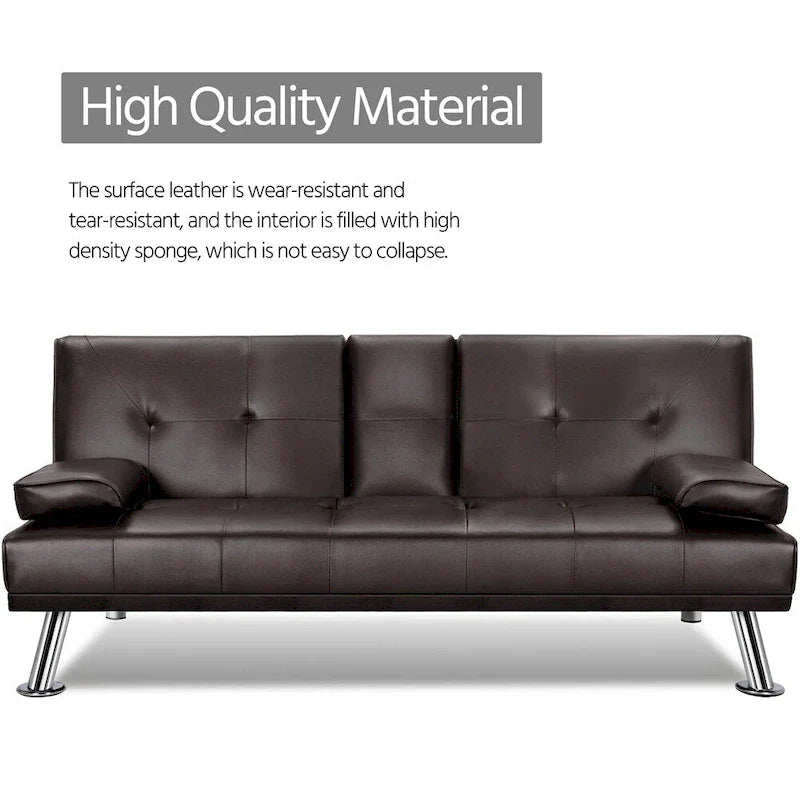 Canapé-lit futon inclinable moderne Yaheetech en simili-cuir