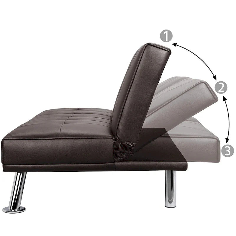 Canapé-lit futon inclinable moderne Yaheetech en simili-cuir