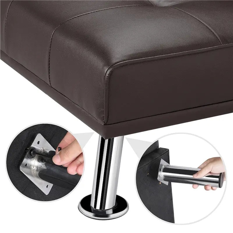 Canapé-lit futon inclinable moderne Yaheetech en simili-cuir