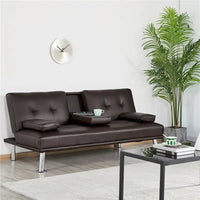 Canapé-lit futon inclinable moderne Yaheetech en simili-cuir