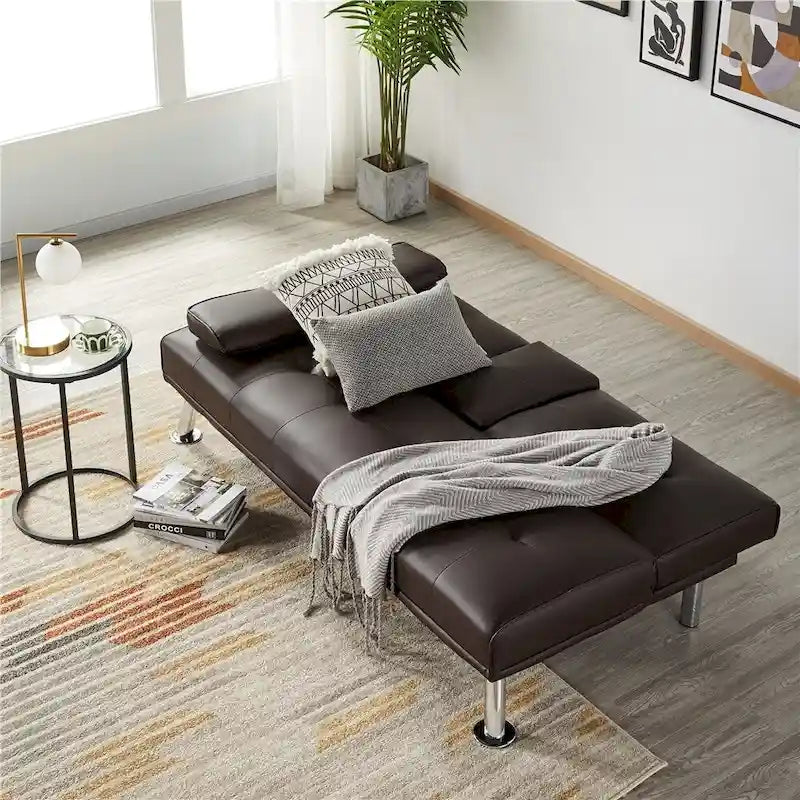 Canapé-lit futon inclinable moderne Yaheetech en simili-cuir