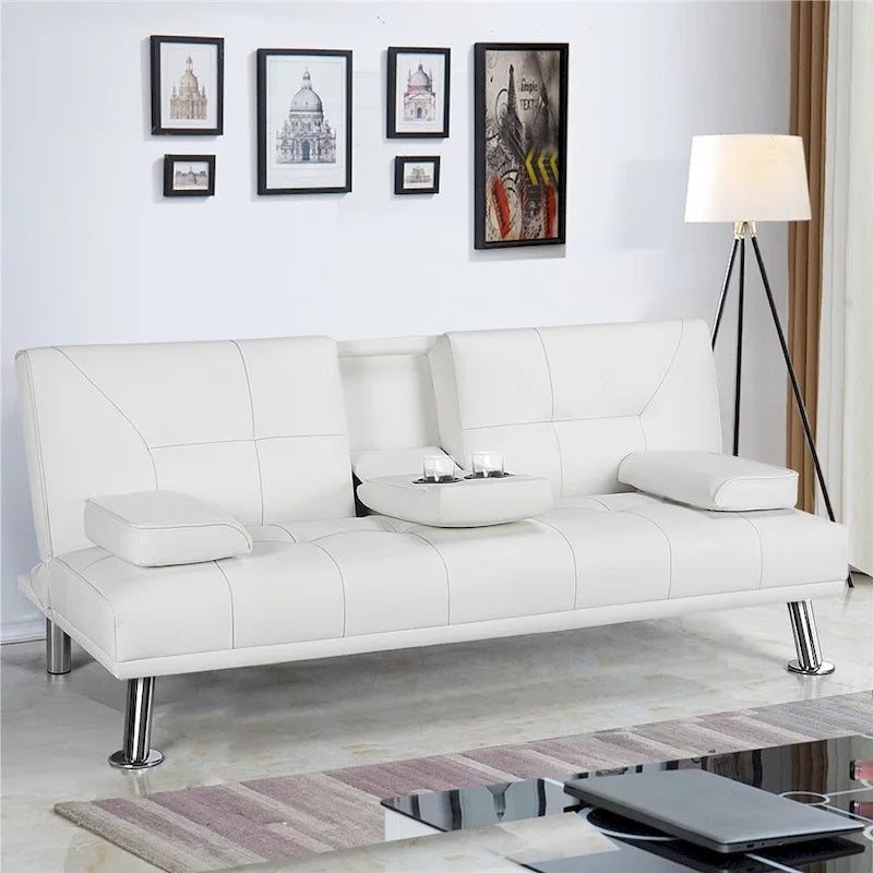 Canapé-lit futon inclinable moderne Yaheetech en simili-cuir