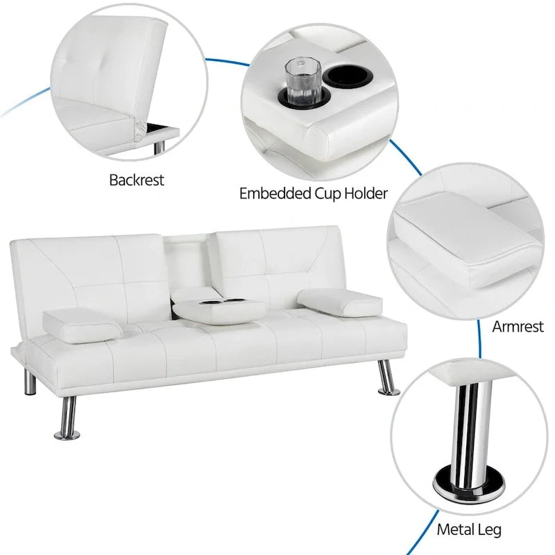 Canapé-lit futon inclinable moderne Yaheetech en simili-cuir