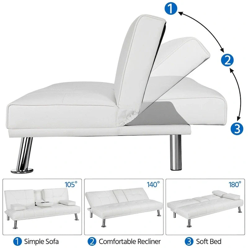 Canapé-lit futon inclinable moderne Yaheetech en simili-cuir