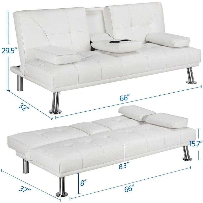 Canapé-lit futon inclinable moderne Yaheetech en simili-cuir