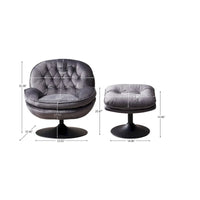 Fauteuil de relaxation pivotant en velours avec ottoman