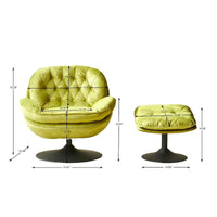 Fauteuil de relaxation pivotant en velours avec ottoman