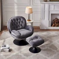 Fauteuil de relaxation pivotant en velours avec ottoman