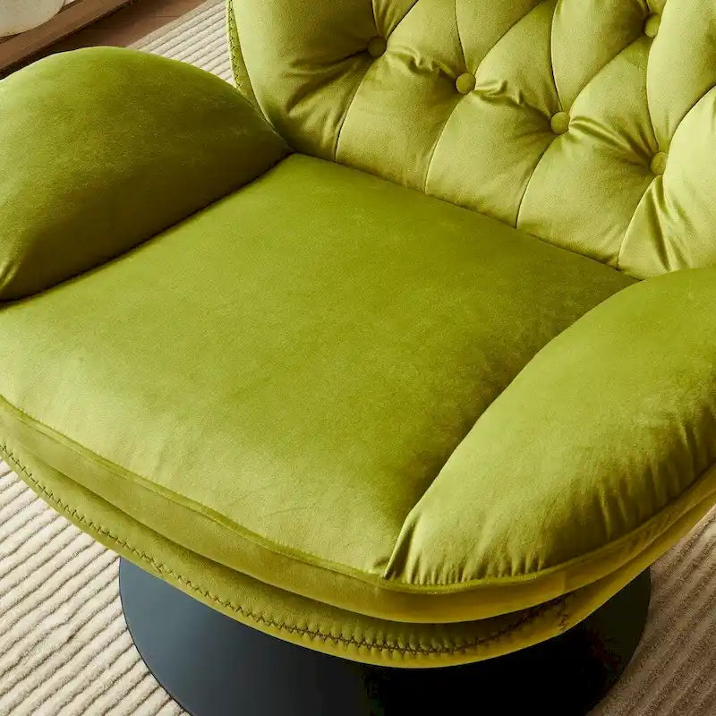Fauteuil de relaxation pivotant en velours avec ottoman