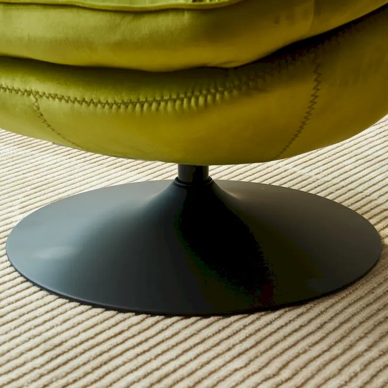 Fauteuil de relaxation pivotant en velours avec ottoman