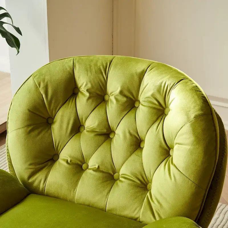 Fauteuil de relaxation pivotant en velours avec ottoman