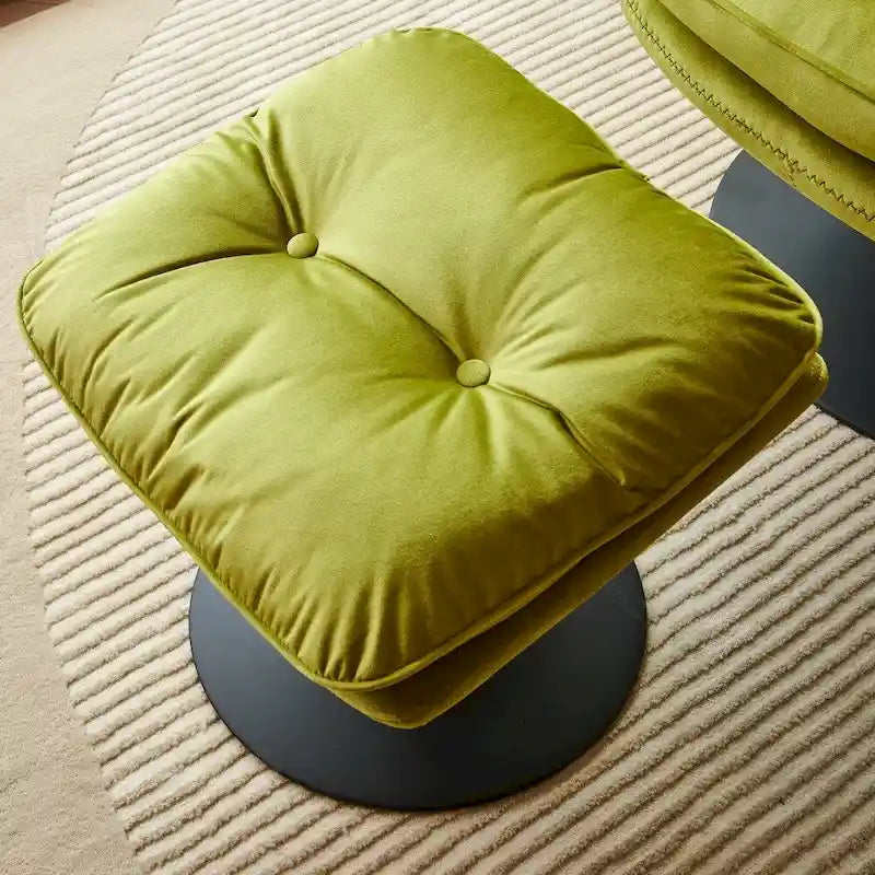 Fauteuil de relaxation pivotant en velours avec ottoman