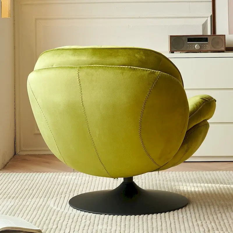 Fauteuil de relaxation pivotant en velours avec ottoman
