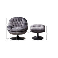 Fauteuil de relaxation pivotant en velours avec ottoman