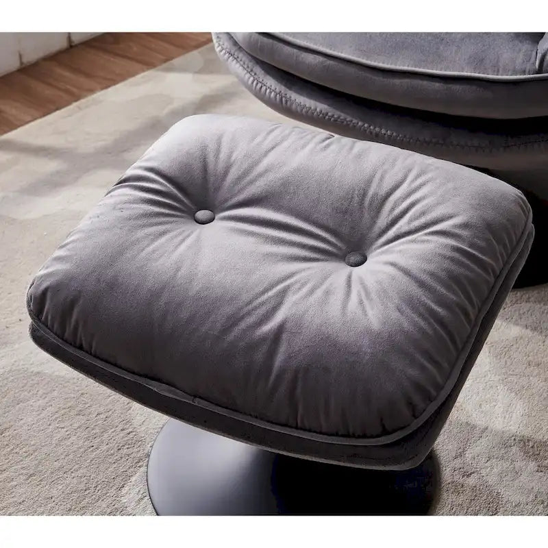 Fauteuil de relaxation pivotant en velours avec ottoman