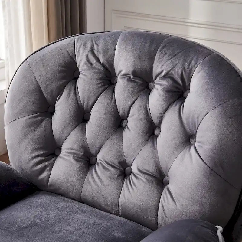 Fauteuil de relaxation pivotant en velours avec ottoman