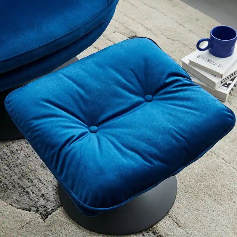 Fauteuil de relaxation pivotant en velours avec ottoman