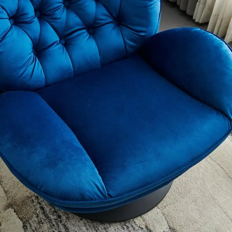 Fauteuil de relaxation pivotant en velours avec ottoman