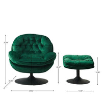 Fauteuil de relaxation pivotant en velours avec ottoman