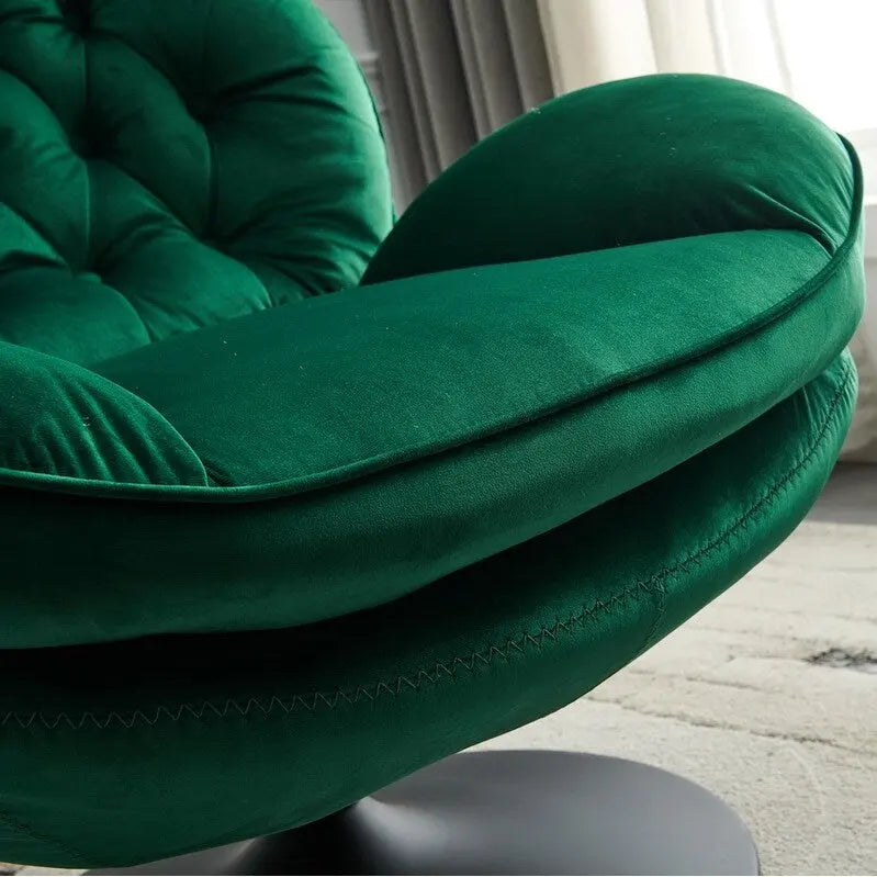 Fauteuil de relaxation pivotant en velours avec ottoman
