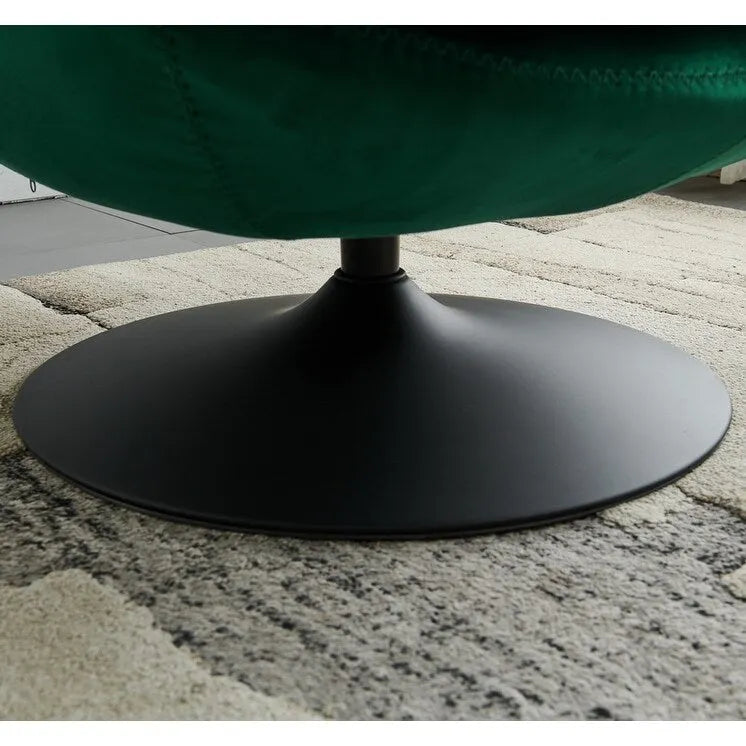 Fauteuil de relaxation pivotant en velours avec ottoman