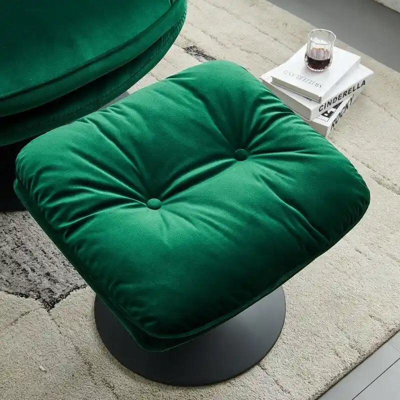 Fauteuil de relaxation pivotant en velours avec ottoman