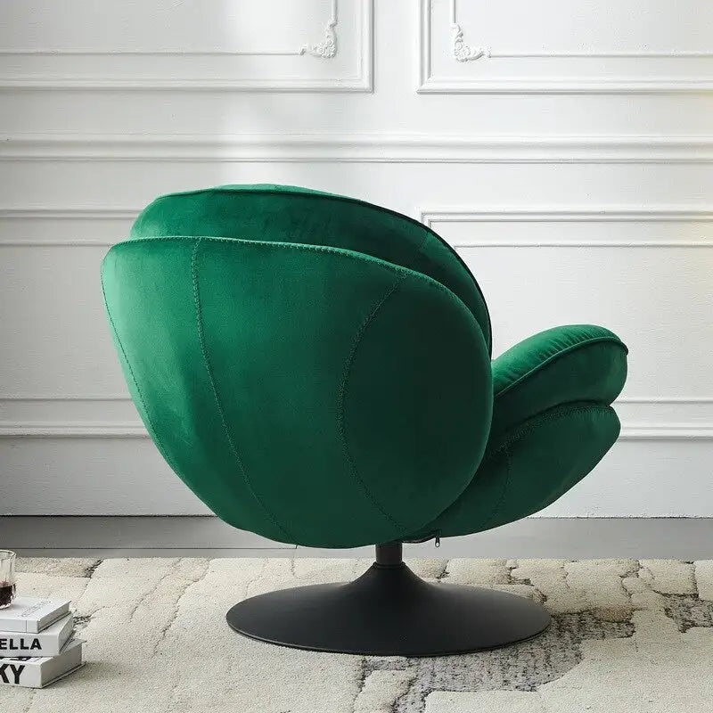 Fauteuil de relaxation pivotant en velours avec ottoman