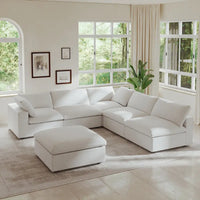 Canapé Sectionnel d'Angle Commix Garni de Plumes 5 places avec Pouf