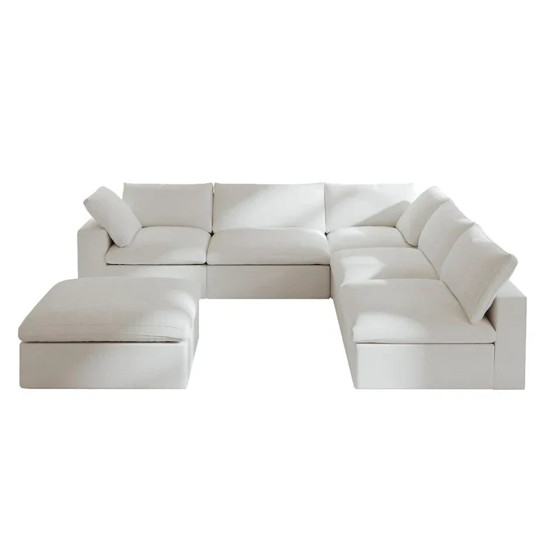 Canapé Sectionnel d'Angle Commix Garni de Plumes 5 places avec Pouf