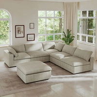 Canapé Sectionnel d'Angle Commix Garni de Plumes 5 places avec Pouf