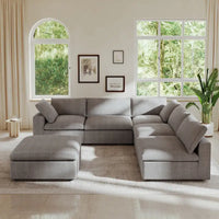 Canapé Sectionnel d'Angle Commix Garni de Plumes 5 places avec Pouf