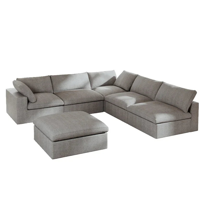 Canapé Sectionnel d'Angle Commix Garni de Plumes 5 places avec Pouf