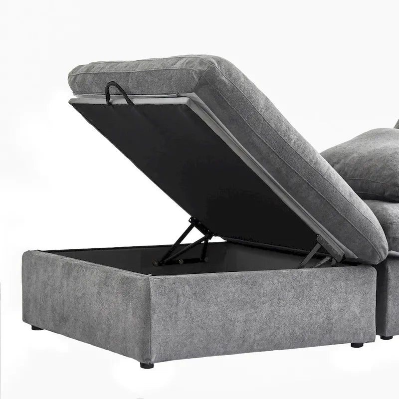 Canapé Sectionnel d'Angle Commix Garni de Plumes 5 places avec Pouf