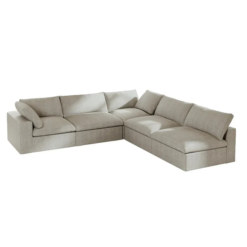 Canapé Sectionnel d'Angle Commix Garni de Plumes 5 places avec Pouf