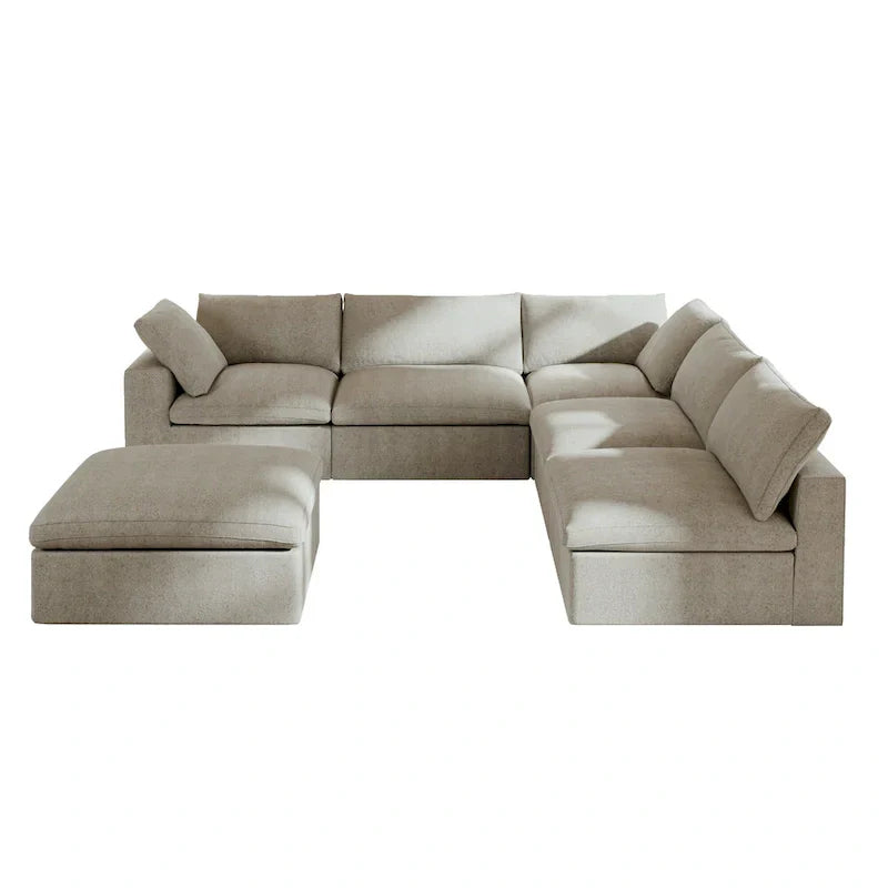 Canapé Sectionnel d'Angle Commix Garni de Plumes 5 places avec Pouf