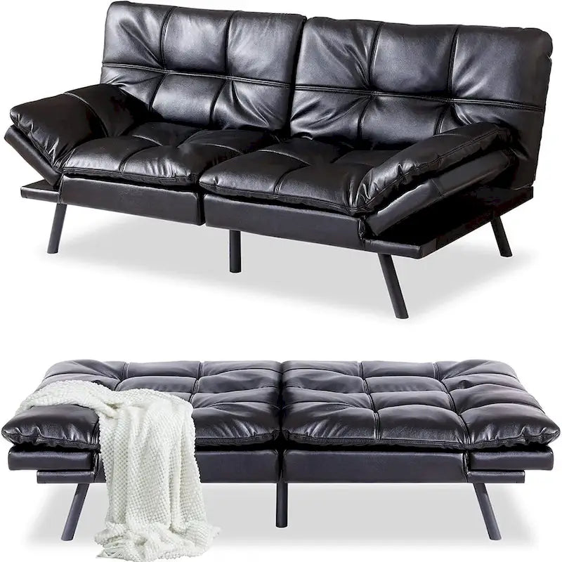 Canapé-lit futon, ensembles futon canapé en similicuir à mémoire de forme, canapé lit de repos convertible, causeuse canapé-lit pour petit espace