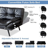 Canapé-lit futon, ensembles futon canapé en similicuir à mémoire de forme, canapé lit de repos convertible, causeuse canapé-lit pour petit espace