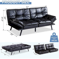 Canapé-lit futon, ensembles futon canapé en similicuir à mémoire de forme, canapé lit de repos convertible, causeuse canapé-lit pour petit espace
