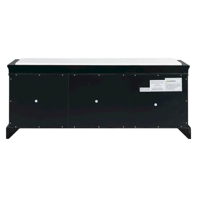 Banc à Chaussures de Rangement avec 2 Tiroirs, 2 Armoires et Coussin Amovible
