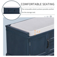Banc à Chaussures de Rangement avec 2 Tiroirs, 2 Armoires et Coussin Amovible