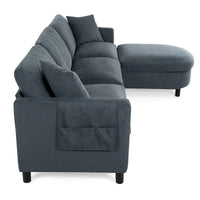 Canapé sectionnel moderne en tissu 108 pouces avec pouf et coussins